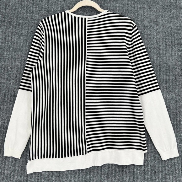 Karen Millen Sweater Womens Large Black White Striped Long Sleeve Tunic - Picture 6 of 10